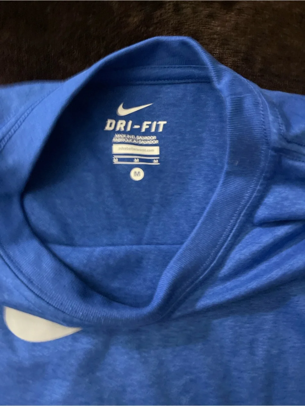 Nike Kids Blue Long Sleeve Dri-FIT Tee with Grey Swoosh